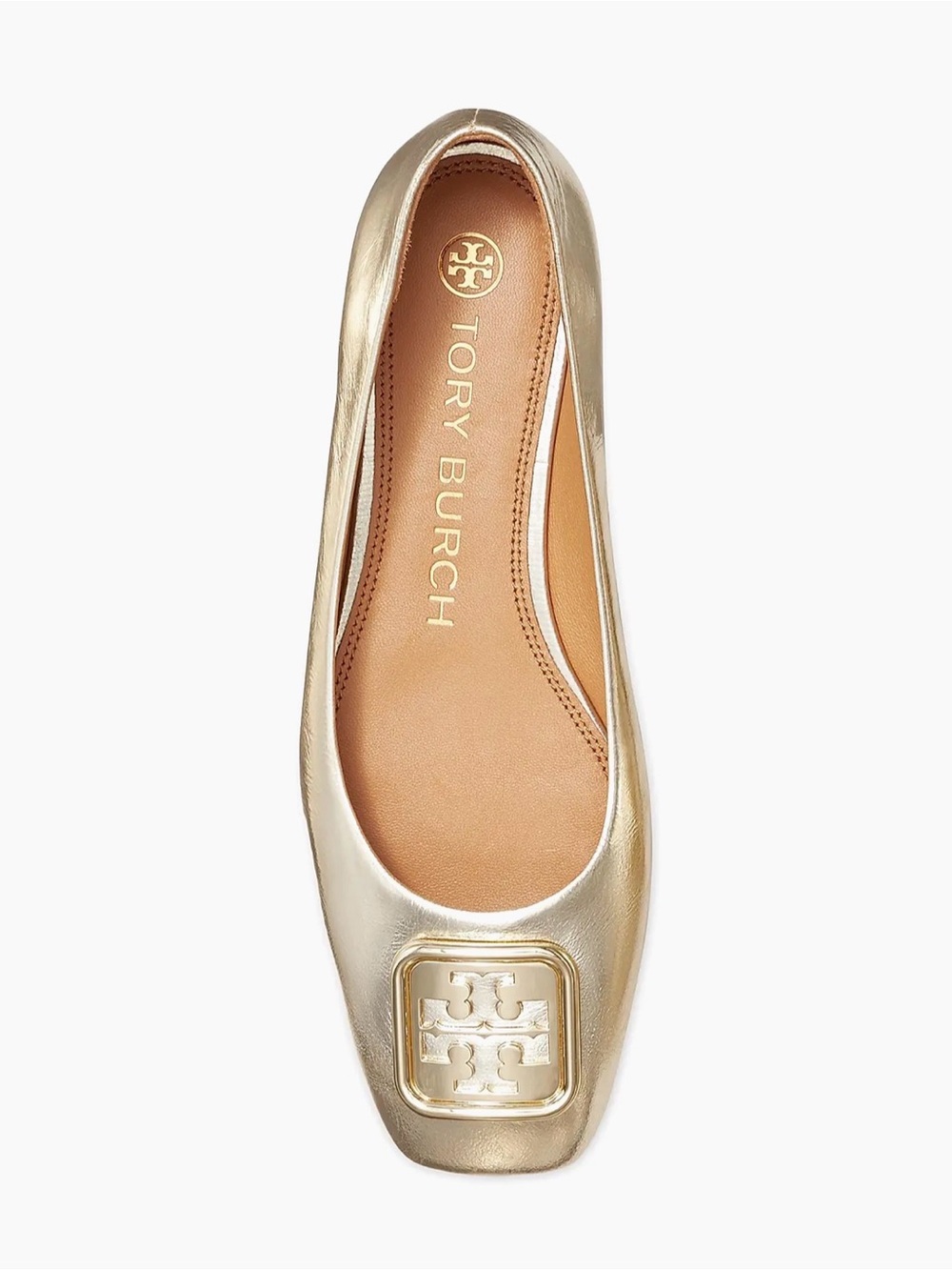 Tory Burch Gold Metallic Georgia Leather Ballet Flats Size 9